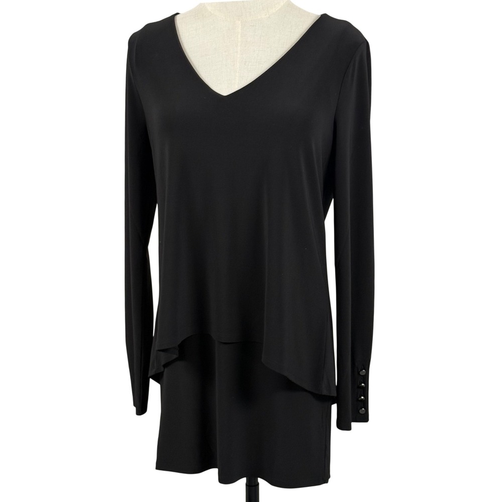 NEW White House Black Market‎ Tunic Layered V Neck Minimalist Quiet Luxury Small